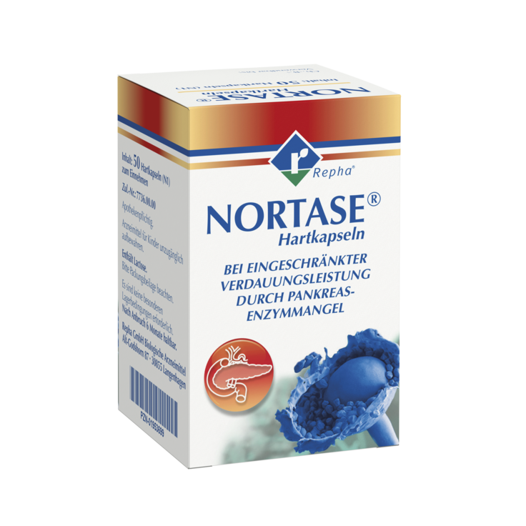 NORTASE® wird eingesetzt zum Ersatz von Verdauungsenzymen bei Maldigestion (Verdauungsschwäche) infolge einer gestörten Funktion der Bauchspeicheldrüse.