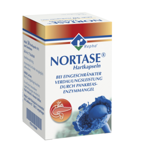 NORTASE® wird eingesetzt zum Ersatz von Verdauungsenzymen bei Maldigestion (Verdauungsschwäche) infolge einer gestörten Funktion der Bauchspeicheldrüse.