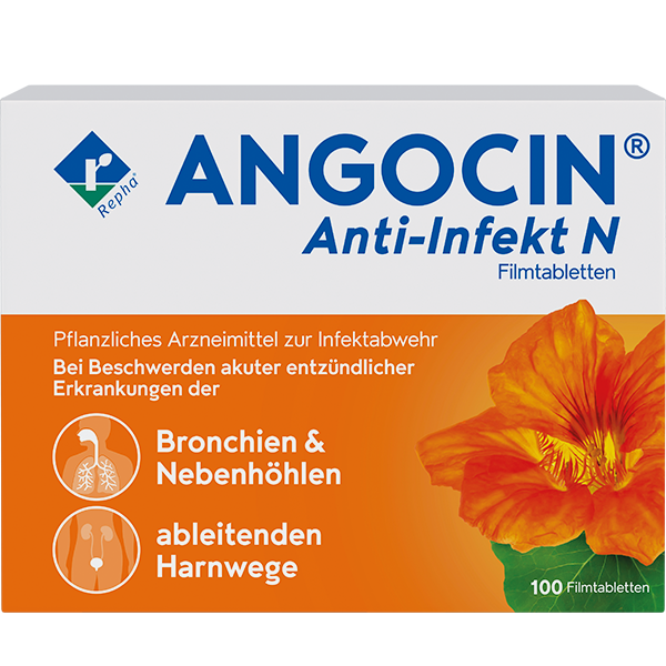 ANGOCIN® Anti Infekt N ist ein pflanzliches Arzneimittel aus Kapuzinerkresse und Meerrettich. Es wird bei Blasenentzündungen und Erkältungen eingesetzt.